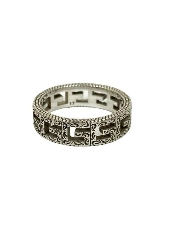 Gucci Square G Arabesque Silver 925 Ring Accessory No 17 32062 - Picture 6 of 6